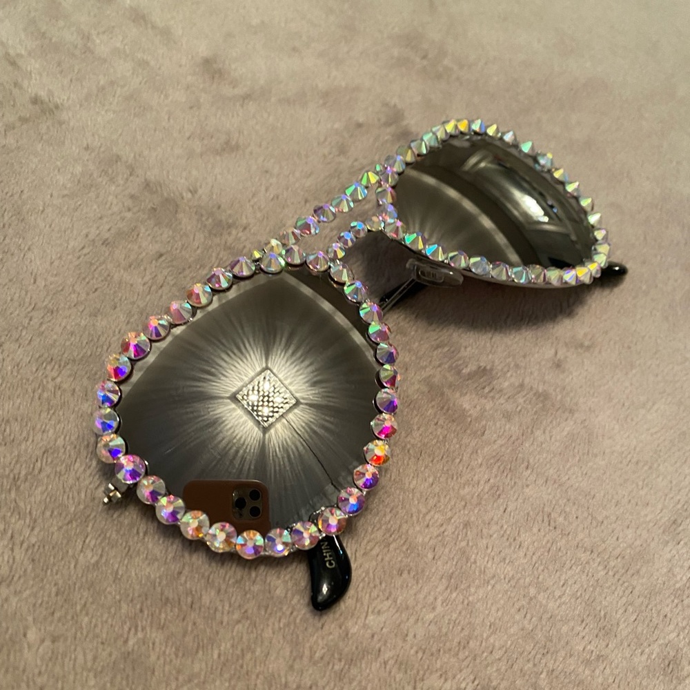 Rhinestone AB aviator sunglasses